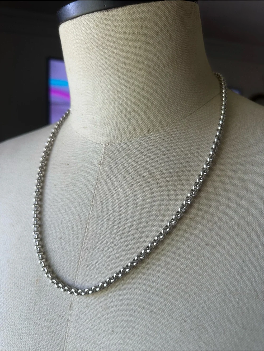 Men's Silver Chain Necklace - Classic Rope Link